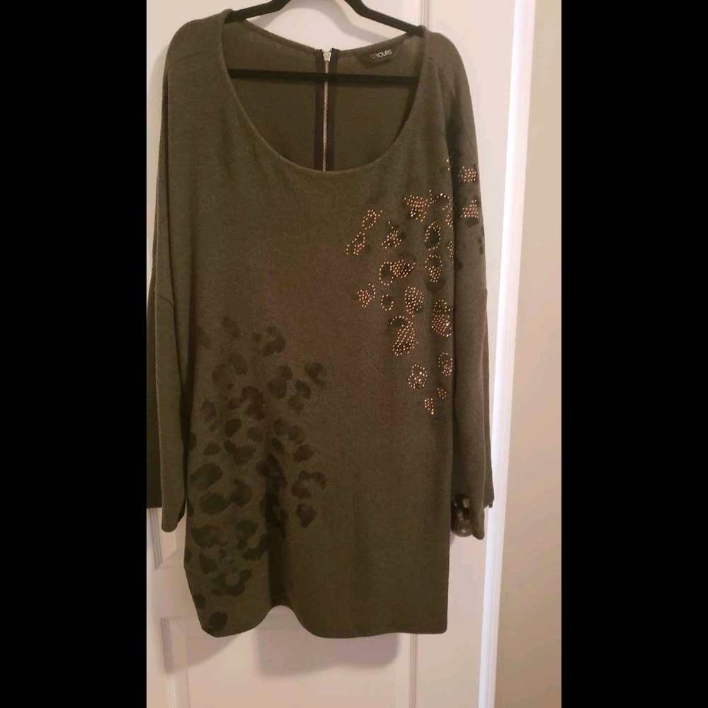 Olive Green Embellished Sweater
